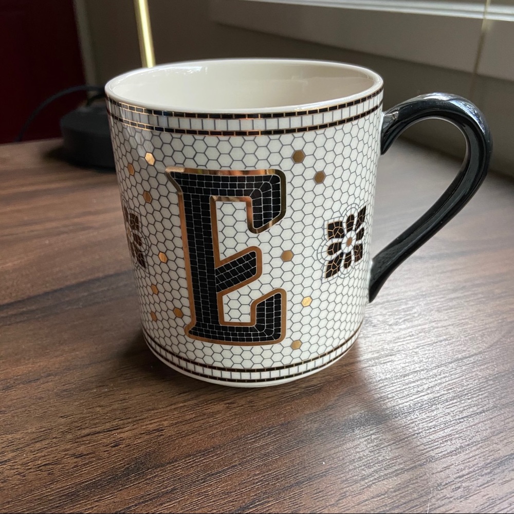 Anthropologie Tiled Margot Monogram Mug ‘E’